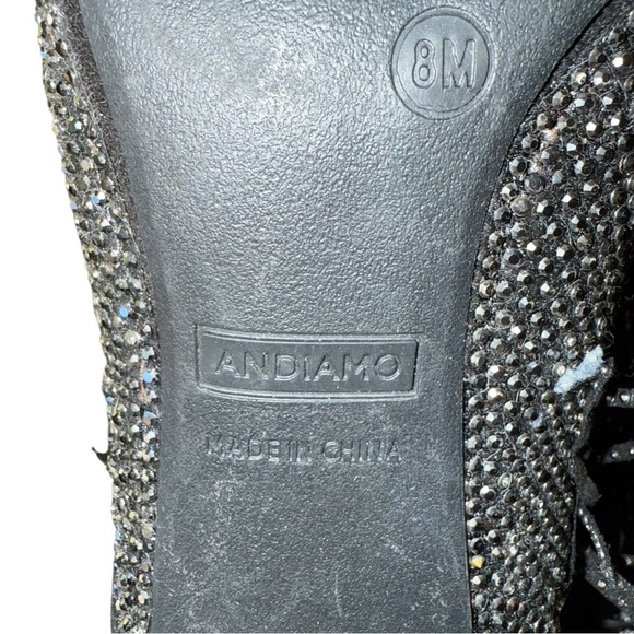 ANDIAMO Afringe
Rhinestone Fringe
Sparkle Heeled stiletto Booties - Picture 2 of 10